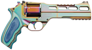 Chiappa Firearms CF340301 Rhino 60SAR Nebula *CA Compliant 357 Mag Caliber with 6″ Picatinny Rail/Vent Rib  6rd Capacity Cylinder  Rainbow PVD Metal Finish & Blue Laminate Grip