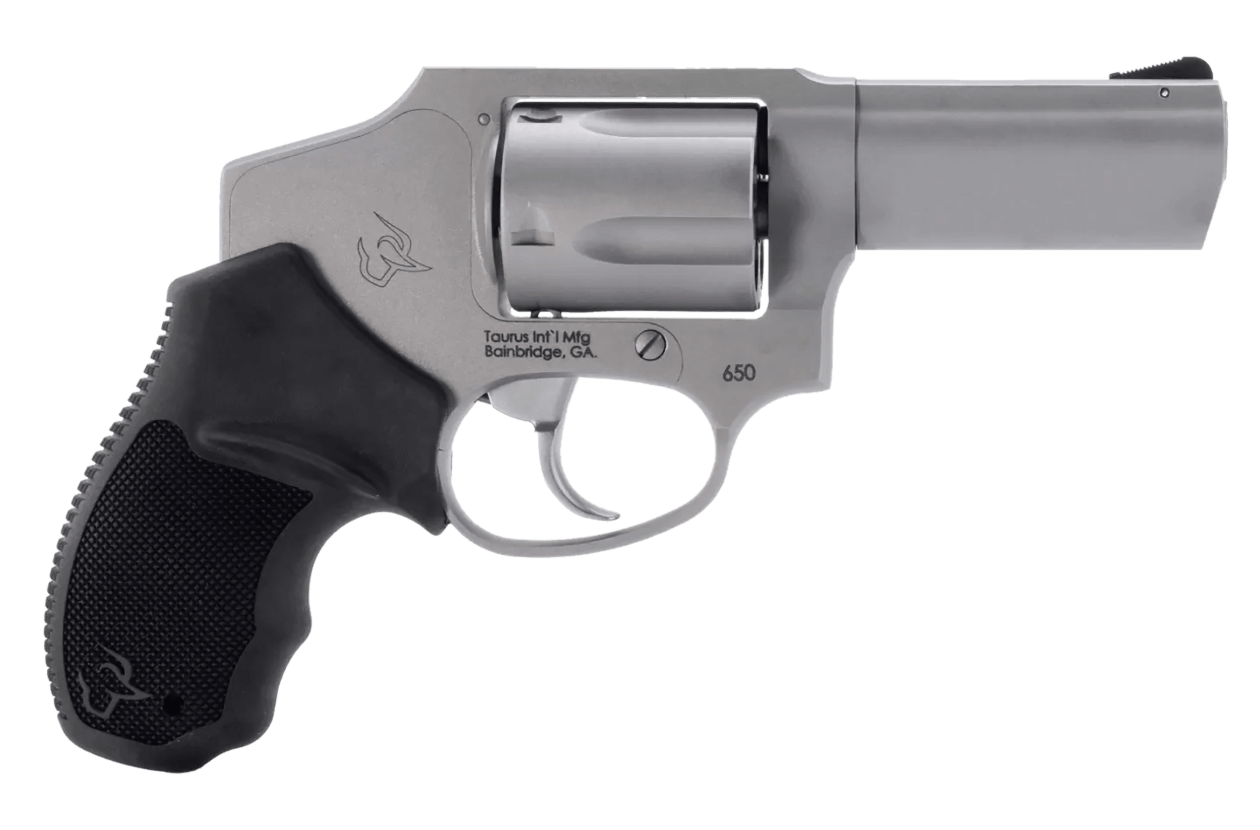 Taurus 2-650139 650 Small 357 Mag 38/Special +P 5 Shot 3" Stainless Steel Barrel Cylinder & Frame Black Rubber Grip Transfer Bar Safety Concealed Hammer