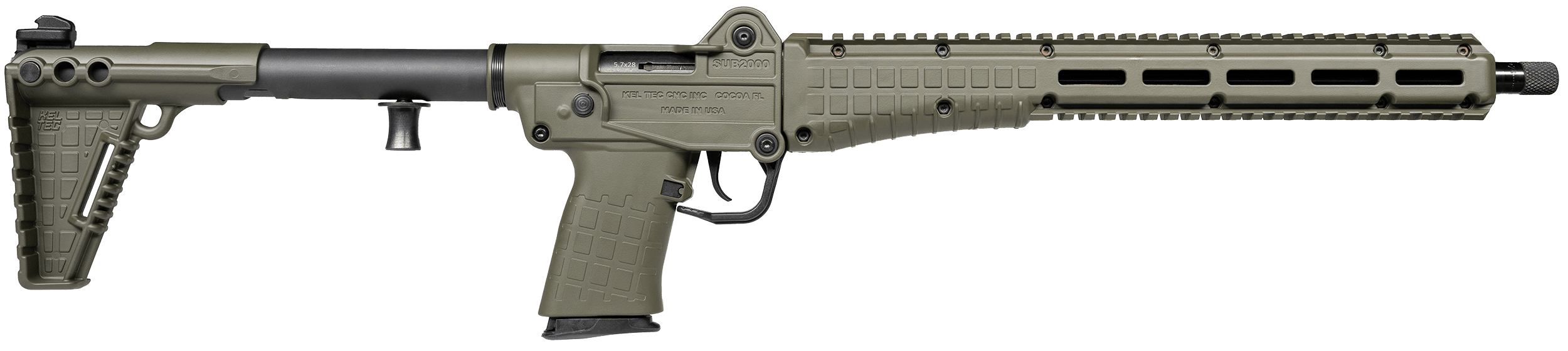 Kel-Tec SUB2K57GRN SUB2000 Gen3 5.7x28mm 20rd 16.15" Green Polymer Stock