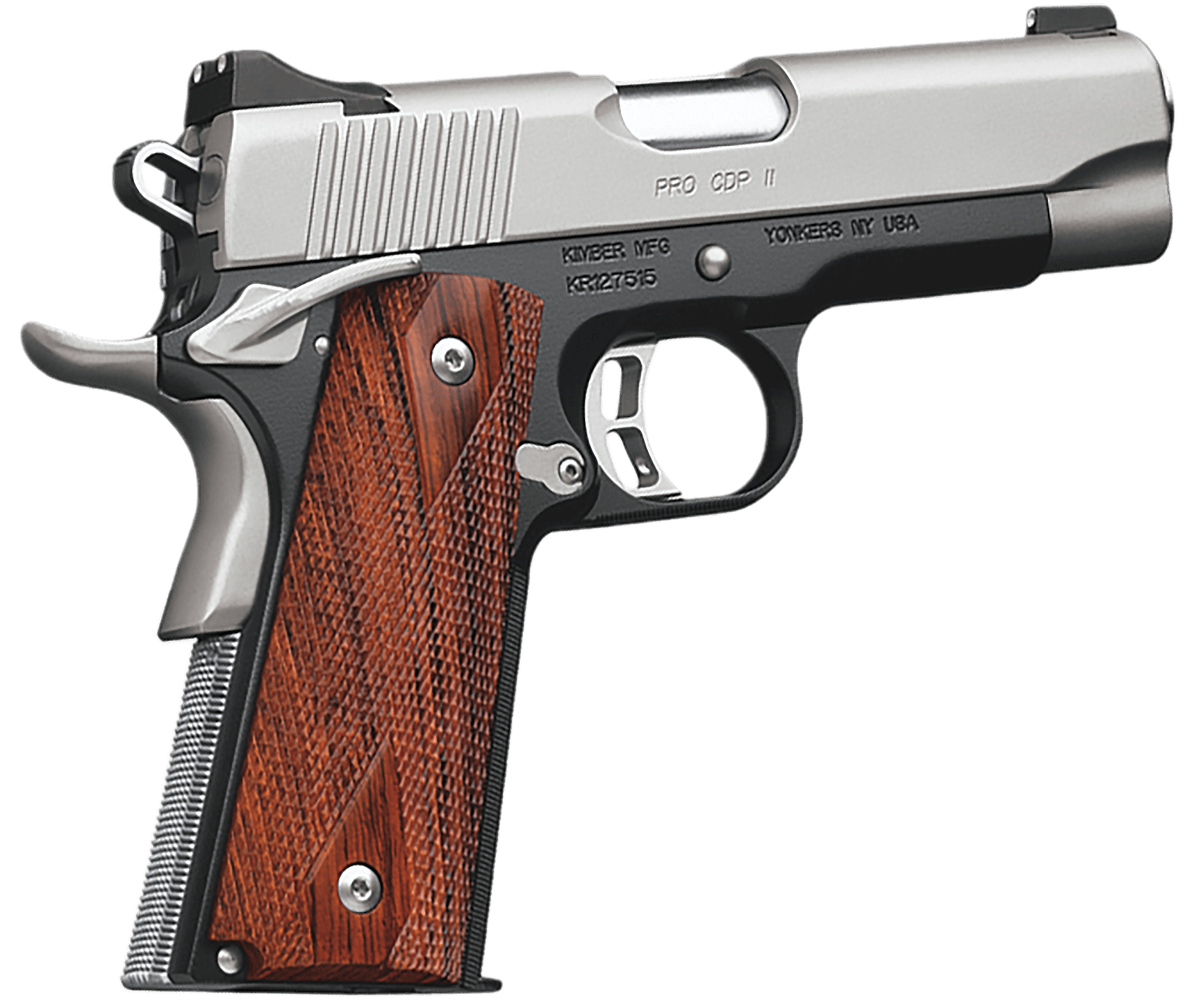 Kimber Mfg Inc 3200055CA Pro CDP II (CA) 45 ACP 7+1 4″ Satin Silver Stainless Steel Slide Matte Black KimPro II Rosewood Double Diamond Grip Kimber Mfg Inc 3200055CA Pro CDP II (CA) 45 ACP 7+1 4″ Satin Silver Stainless Steel Slide Matte Black KimPro II Rosewood Double Diamond Grip