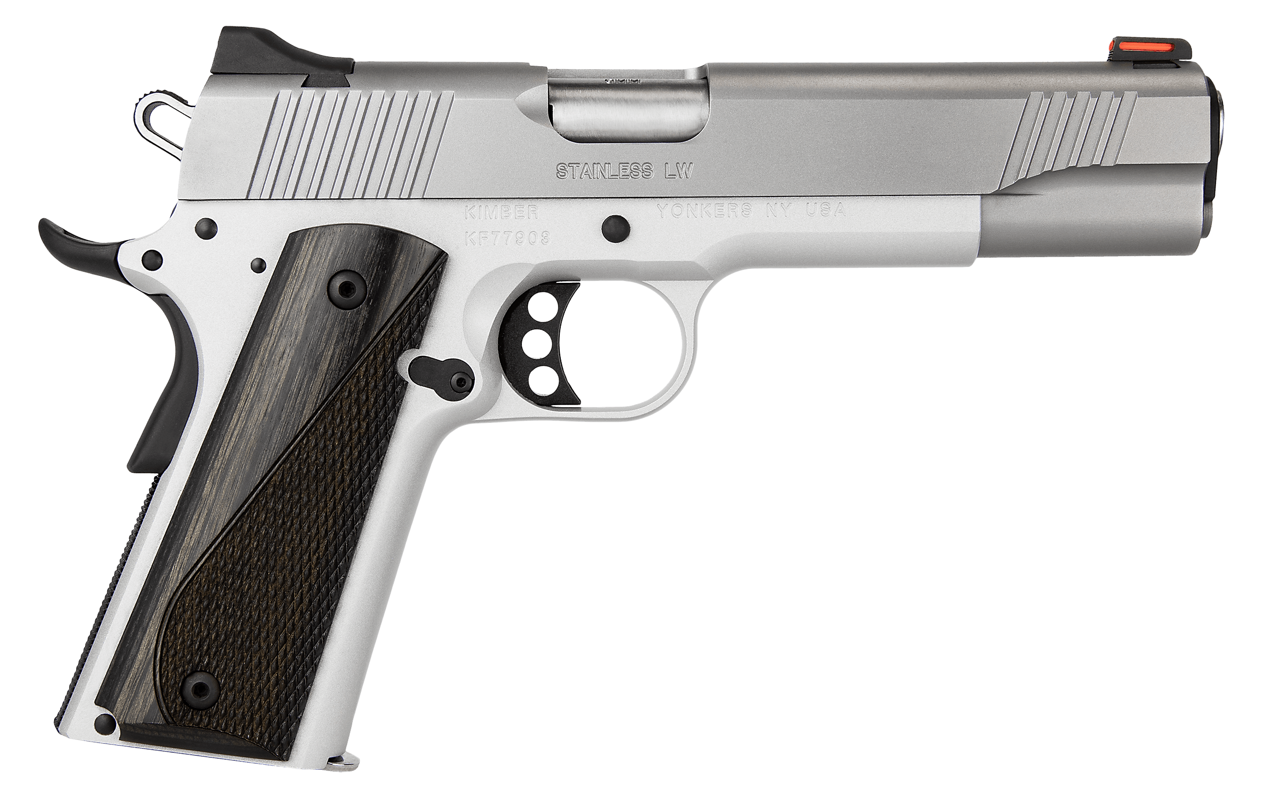 Kimber Mfg Inc 3700593 Stainless LW Arctic 45ACP 8+1 5" Front Serrations Stainless Slide Smooth/Checkered Black/Gray Laminate Grip