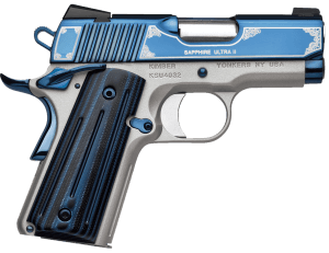 Kimber Mfg Inc 3200273 Sapphire Ultra II 9mm 8+1 3″ Bright Blue PVD Coating Stainless Steel Slide Satin Silver G10 Grip Kimber Mfg Inc 3200273 Sapphire Ultra II 9mm 8+1 3″ Bright Blue PVD Coating Stainless Steel Slide Satin Silver G10 Grip