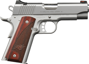 Kimber Mfg Inc 3200324 Stainless Pro Carry II 45ACP 7+1 4″ Stainless Steel Slide Satin Silver Rosewood w/ Kimber logo Grip Kimber Mfg Inc 3200324 Stainless Pro Carry II 45ACP 7+1 4″ Stainless Steel Slide Satin Silver Rosewood w/ Kimber logo Grip