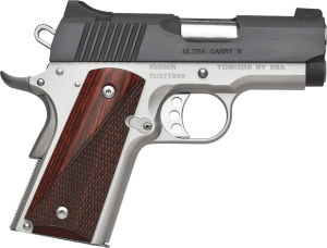 Kimber Mfg Inc 3200321 Ultra Carry II Two-Tone 45ACP 7+1 3″ Matte black Brush-Polished Steel Slide Satin Silver Smooth/Checkered Rosewood Grip Kimber Mfg Inc 3200321 Ultra Carry II Two-Tone 45ACP 7+1 3″ Matte black Brush-Polished Steel Slide Satin Silver Smooth/Checkered Rosewood Grip