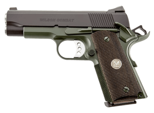 Wilson Combat WCQBCTACA CQB Compact *CA Compliant 45 ACP 8+1 4″ Carbon Steel Slide Diamond Wood Grip
