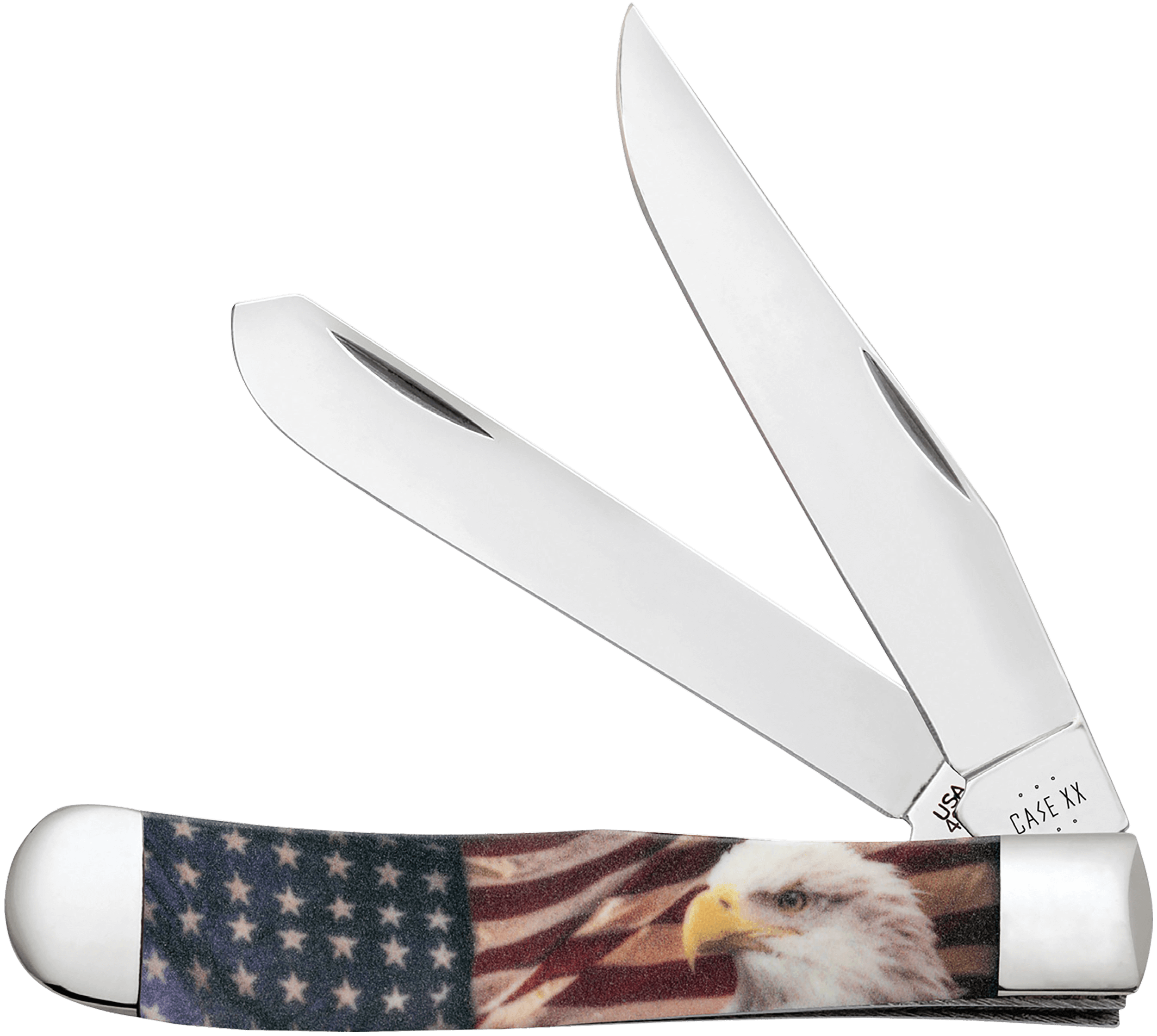 Case 10647 Patriot Trapper 3.24"/3.27" Folding Clip Point/Spey Red/White/Blue Red/White Mirror Polished Tru-Sharp SS Blade Smooth Synthetic Handle