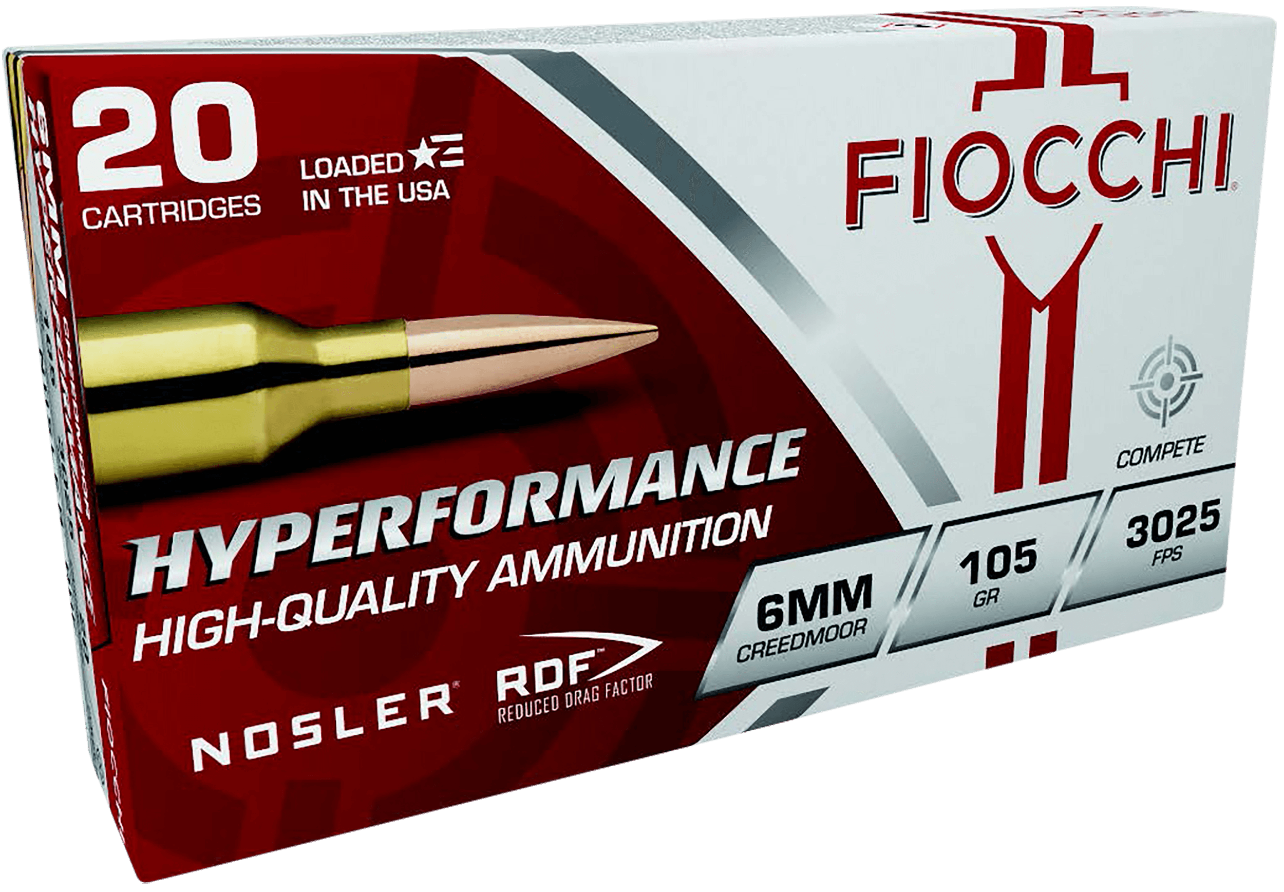 Fiocchi 6CMRD Hyperformance Match 6mmCreedmoor 105gr Nosler Reduced Drag Factor 20 Per Box/10 Case