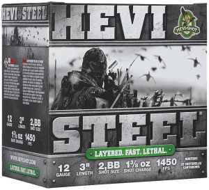 HEVI-Shot HS60288 HEVI-Steel Waterfowl 12Gauge 3″ 1 3/8oz 2/BBShot 25 Per Box/10 Case