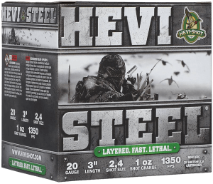 HEVI-Shot HS62024 HEVI-Steel Waterfowl 20Gauge 3″ 1oz 2/4Shot 25 Per Box/10 Case
