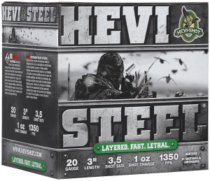 HEVI-Shot HS62035 HEVI-Steel Waterfowl 20Gauge 3″ 1oz 3/5Shot 25 Per Box/10 Case