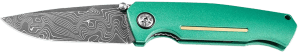Boker 111102DAM 3.22ā³ Drop Point Plain Damascus Blade Green Aluminum Handle Boker 111102DAM 3.22ā³ Drop Point Plain Damascus Blade Green Aluminum Handle