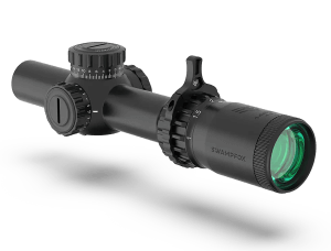 Swampfox Optics THK16241RF Tomahawk II Black 1-6x 24mm 30mm Tube Bright Fiber Optic Red Reticle Swampfox Optics THK16241RF Tomahawk II Black 1-6x 24mm 30mm Tube Bright Fiber Optic Red Reticle