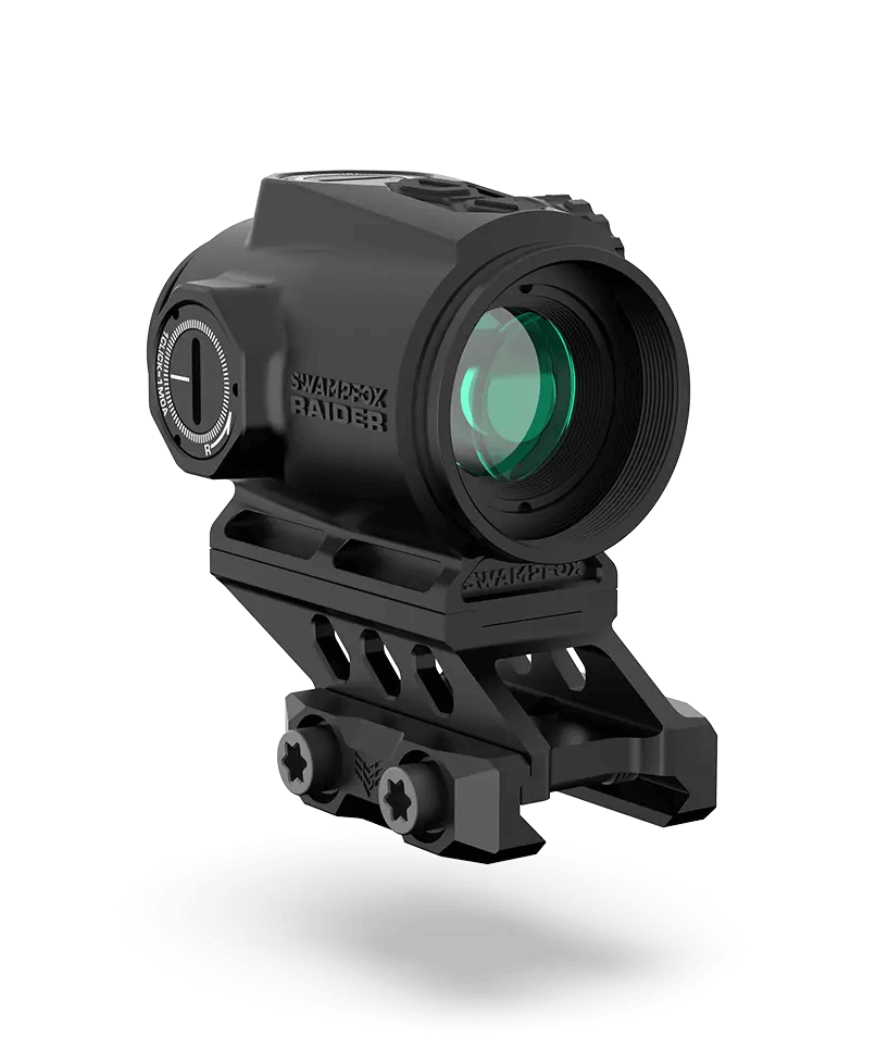 Swampfox Optics RMPS120G6 Raider Micro Prism Black 1x 20mm Tube 6 MOA Green Dot Reticle Green Laser Swampfox Optics RMPS120G6 Raider Micro Prism Black 1x 20mm Tube 6 MOA Green Dot Reticle Green Laser