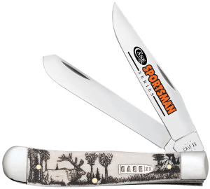 Case 81222 Trapper Sportsman Folding Clip Point/Spey Plain Mirror Polished Tru-Sharp SS Blade/Elk Embellished Natural Bone Handle Case 81222 Trapper Sportsman Folding Clip Point/Spey Plain Mirror Polished Tru-Sharp SS Blade/Elk Embellished Natural Bone Handle