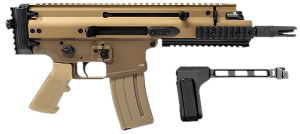 FN 38101883 SCAR 15P 5.56x45mm 30+1 7.50″ Black Steel Barrel  Flat Dark Earth Anodized Picatinny Rail Aluminum Receiver  SB Tactical Brace  Ambidextrous
