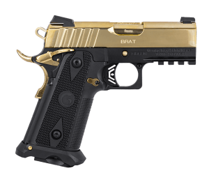Girsan 395088 Witness2311 Spoiled Brat 9mm Luger 17+1 3.40ā³ Gold Plated PVD Stainless Steel Barrel Gold Titanium Nitride Serrated Stainless Steel Slide Black Titanium Nitride Steel Frame w/Beavertail & Picatinny Rail Girsan 395088 Witness2311 Spoiled Brat 9mm Luger 17+1 3.40ā³ Gold Plated PVD Stainless Steel Barrel Gold Titanium Nitride Serrated Stainless Steel Slide Black Titanium Nitride Steel Frame w/Beavertail & Picatinny Rail
