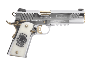 Girsan 391055 MC1911 S Liberador II 38 Super 9+1 5ā³ Gold Plated PVD Stainless Steel Barrel Polished Serrated Stainless Steel Slide Chrome w/Gold Accents Stainless Steel Frame w/Beavertail & Picatinny Rail Pearl Engraved w/Mexican Coat Of Arms Grip Girsan 391055 MC1911 S Liberador II 38 Super 9+1 5ā³ Gold Plated PVD Stainless Steel Barrel Polished Serrated Stainless Steel Slide Chrome w/Gold Accents Stainless Steel Frame w/Beavertail & Picatinny Rail Pearl Engraved w/Mexican Coat Of Arms Grip