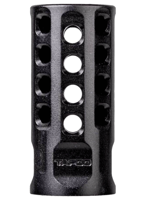 Tapco TAP22004  Muzzle Brake Black Anodized Aluminum 1/2″x28 Threads 2″ OAL .920″ Diameter 22 LR