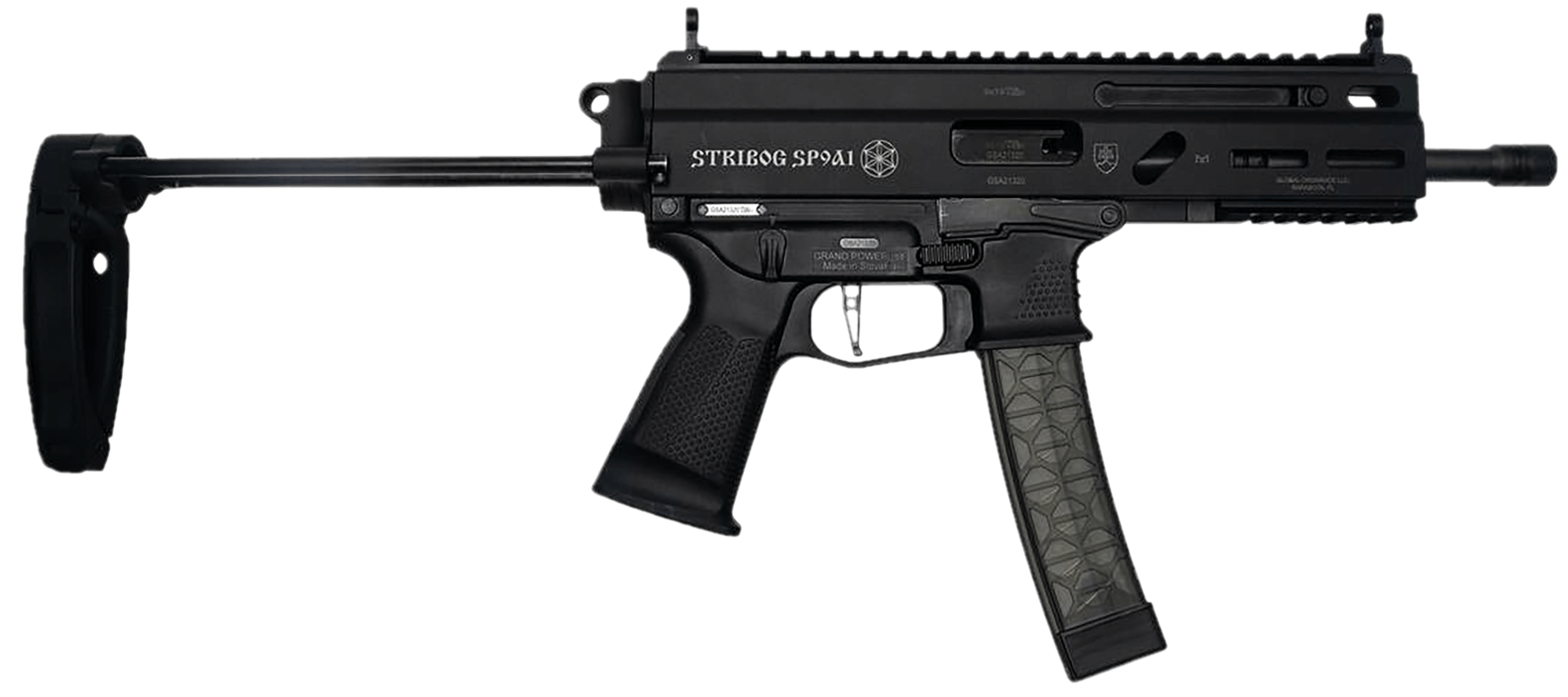 Global Ordnance LLC 850003223131 Grand Power Stribog SP9A1 9mm Luger 30+1 8″ Black PDW Tailhook Brace Global Ordnance LLC 850003223131 Grand Power Stribog SP9A1 9mm Luger 30+1 8″ Black PDW Tailhook Brace