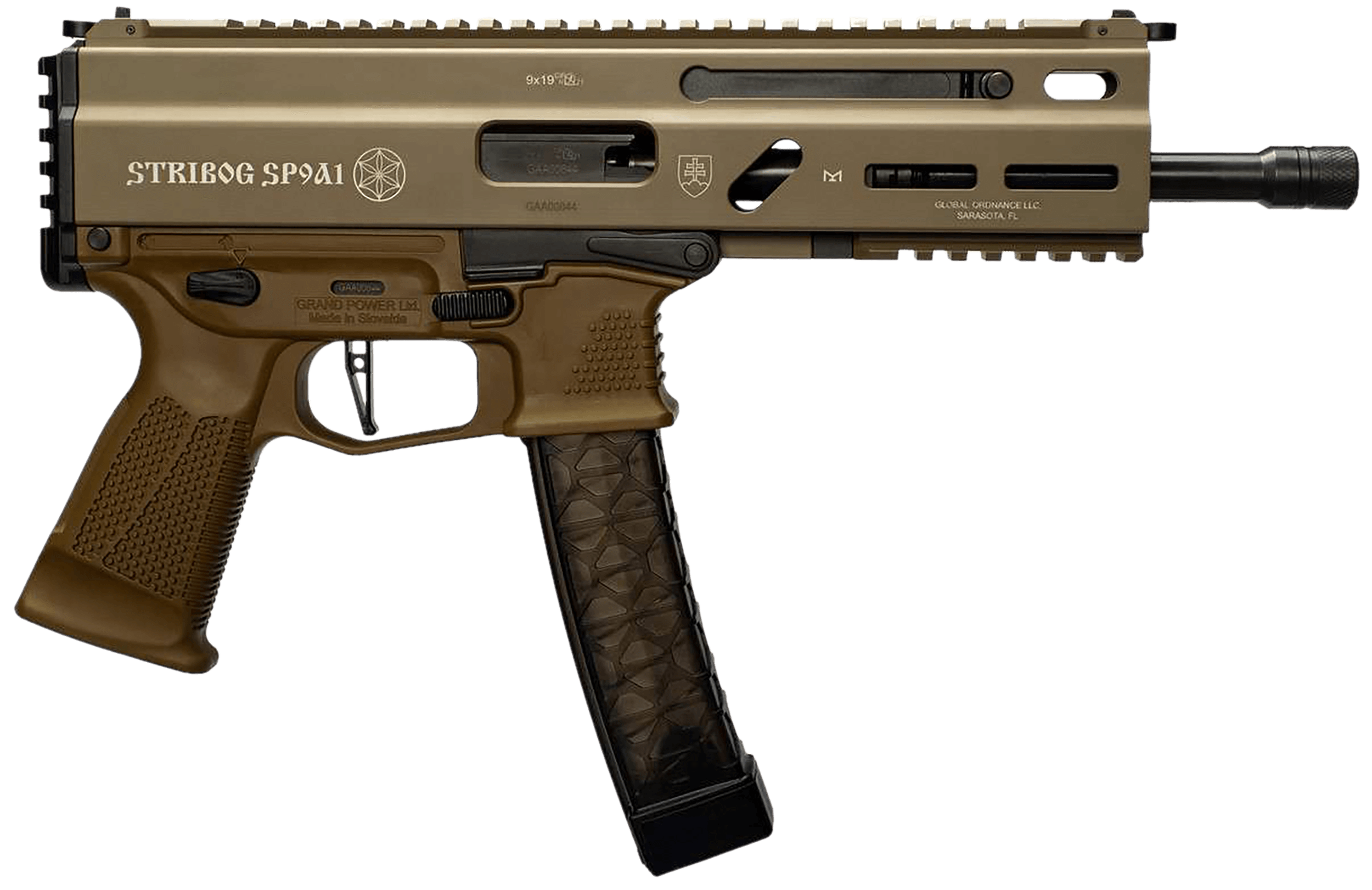 Global Ordnance LLC 197892004794 Grand Power Stribog SP45A3 45 ACP 8″ Flat Dark Earth Global Ordnance LLC 197892004794 Grand Power Stribog SP45A3 45 ACP 8″ Flat Dark Earth