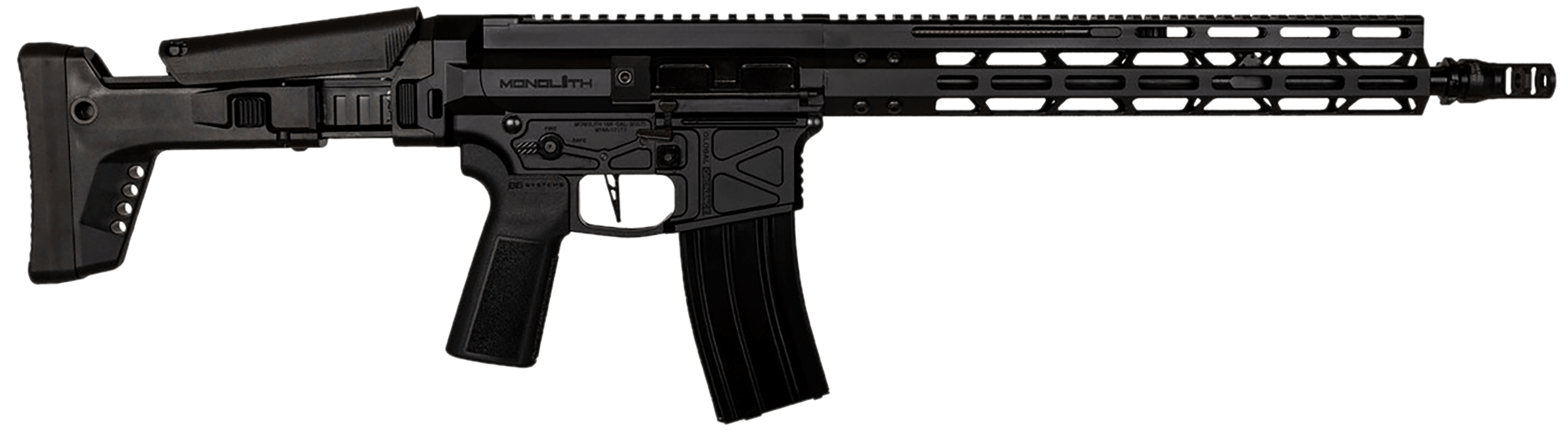 Global Ordnance LLC 197892003216 Monolithic 5.56 NATO 16″ Barrel Keymod Handguard Modular Black Stock Black Polymer Grip Global Ordnance LLC 197892003216 Monolithic 5.56 NATO 16″ Barrel Keymod Handguard Modular Black Stock Black Polymer Grip