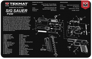 TekMat TEKR17SIGP250 Sig Sauer P250 Cleaning Mat Black/White Rubber 11" x 17"