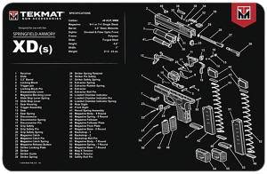 TekMat TEKR17XDS Springfield Armory XDs Cleaning Mat Black/White Rubber 11" x 17"