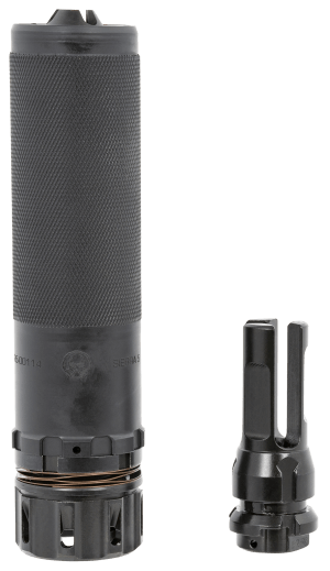Dead Air SIERRA5KM Sierra-5  5.56mm 1.50″D 1/2″-28 tpi Thread Pattern Made of Stellite Baffles & Stainless Steel Tube with Black Cerakote Finish Includes KeyMo Flash Hider & Mount