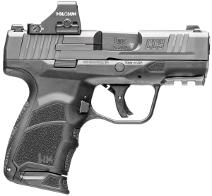 HK 81001132 CC9  9mm Luger 10+1 3.32″ Black Polygonal Rifled Barrel  Optic Ready RMSc/407k Footprint/Serrated Steel Slide  Polymer Frame w/Picatinny Rail  Black Interchangeable Backstrap Grip