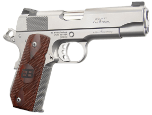 Ed Brown KCSS25 Kobra Carry 25th Anniversary Commander Frame 45 ACP 4.25ā³ Stainless Recessed Crown Barrel Industrial Stainless Steel Serrated Slide & Frame Engraved w/ā25th Anniversaryā Double Diamond Checkered Cocobolo w/EB Logo Grip Right Hand Ed Brown KCSS25 Kobra Carry 25th Anniversary Commander Frame 45 ACP 4.25ā³ Stainless Recessed Crown Barrel Industrial Stainless Steel Serrated Slide & Frame Engraved w/ā25th Anniversaryā Double Diamond Checkered Cocobolo w/EB Logo Grip Right Hand