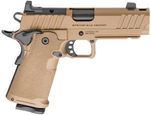 Springfield Armory PH9117AOSCBLCCOMP Prodigy Comp 9mm Luger 10+1 4.25″ Black DLC Match Grade Bull Barrel  Coyote Brown Cerakote Integrated Compensator/Optic Ready/Serrated Carbon Steel Slide & Frame w/Beavertail & Picatinny Rail  Aggressive Texture Grip