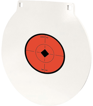 Birchwood Casey BC-RND10-38 Round Steel Target Plate 10″ Pistol/Rifle Black/Red/White Steel 0.38″ Thick Hanging
