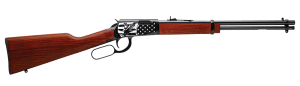 Rossi RL22181WD-EN22 Rio Bravo  22 LR 15+1 18″ Black Polished Alloy Steel Barrel  Black Engraved w/Flag & Eagle Alloy Steel Receiver  Hardwood Fixed Stock  Right Hand