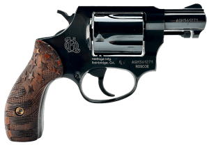 Heritage Mfg HR38B3-US1 Roscoe  Small 38 Special +P 5 Shot 3″ Black Polished Alloy Steel Barrel  Cylinder & Frame  Custom Designed Wood Grip w/Stars & Stripes  Transfer Bar Safety  Exposed Hammer