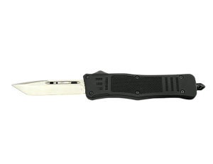 Steel River Knives MT616BULD2T MT616 Ultralight Mini 2.75" OTF Tanto Plain Polished D2 Steel Blade  4.25" Black Aluminum Handle