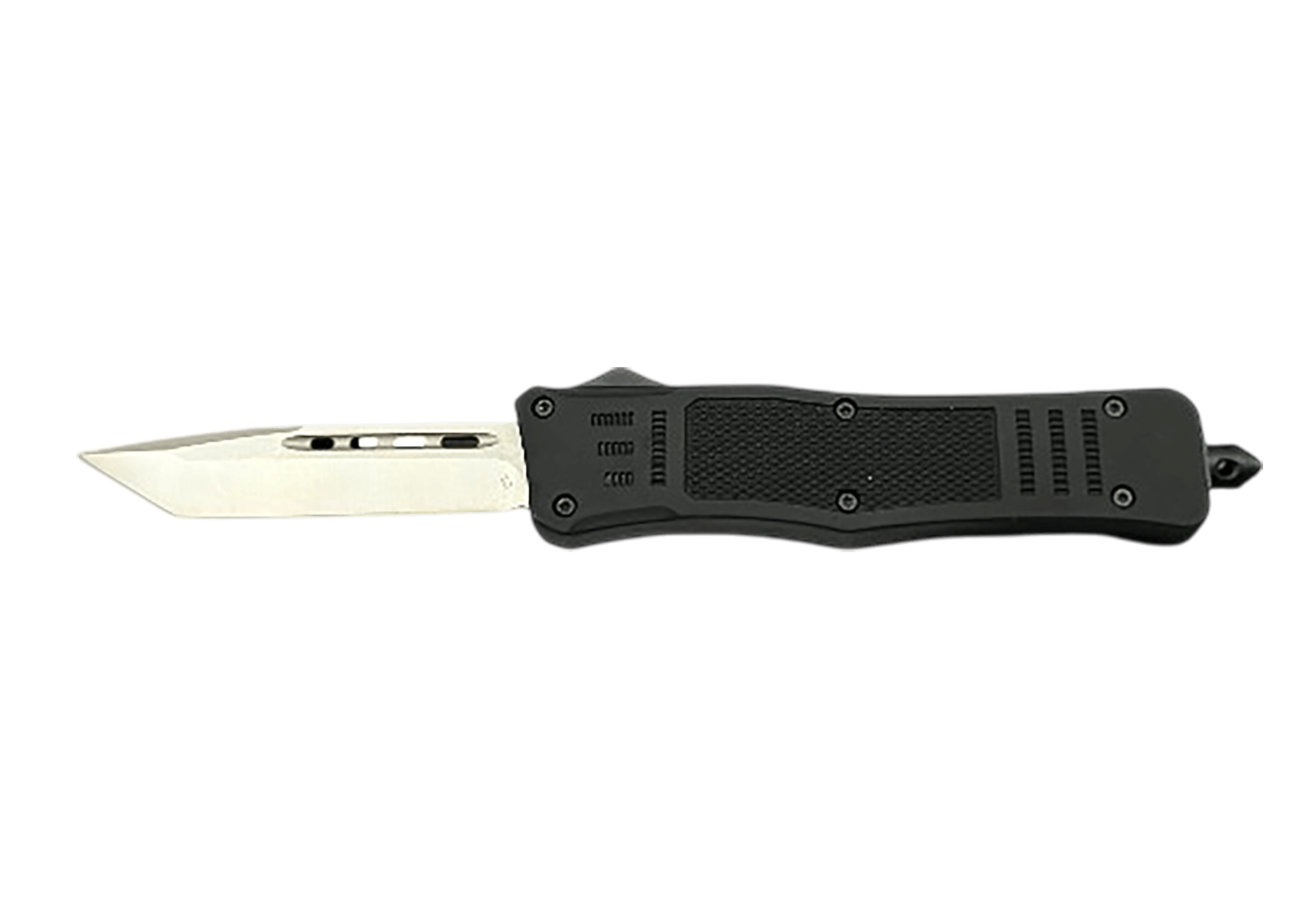 Steel River Knives MT620BULT MT620 Lightweight 3.75" OTF Tanto Plain Polished D2 Steel Blade 5.50" Black Aluminum Handle