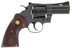 Colt Mfg PYTHONBP3WTS Python  357 Mag 6 Shot 3″ Blued Carbon Steel Vent Rib Barrel  Cylinder & Frame  Wood Grip  Exposed Hammer