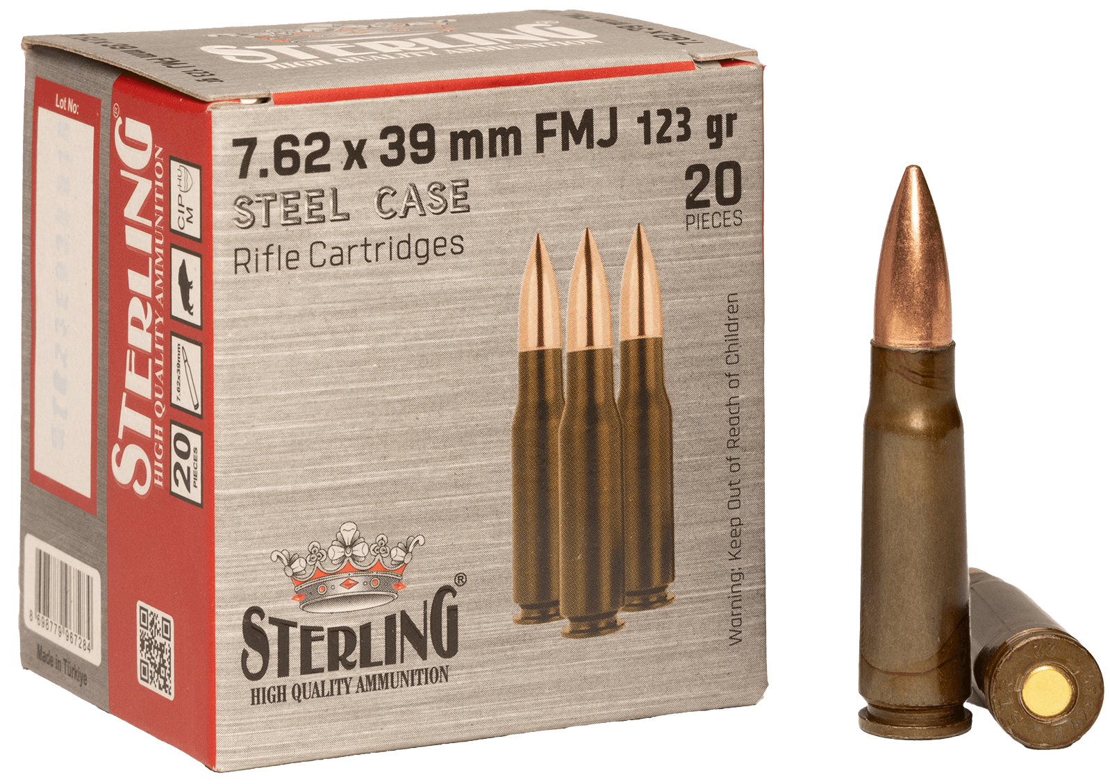 Sterling 8698779967284 7.62x39mm 123gr Full Metal Jacket 20 Per Box/50 Case Sterling 8698779967284 7.62x39mm 123gr Full Metal Jacket 20 Per Box/50 Case
