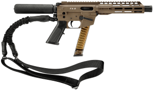 Freedom Ordance FX9P8T-FDE FX9P 9mm Luger 31+1 8" Black Nitride Steel Barrel M-LOK Handguard Flat Dark Earth Anodized Aluminum Receiver w/Picatinny Rail Black Polymer Pistol Tube AR15 Grip Sling Right Hand
