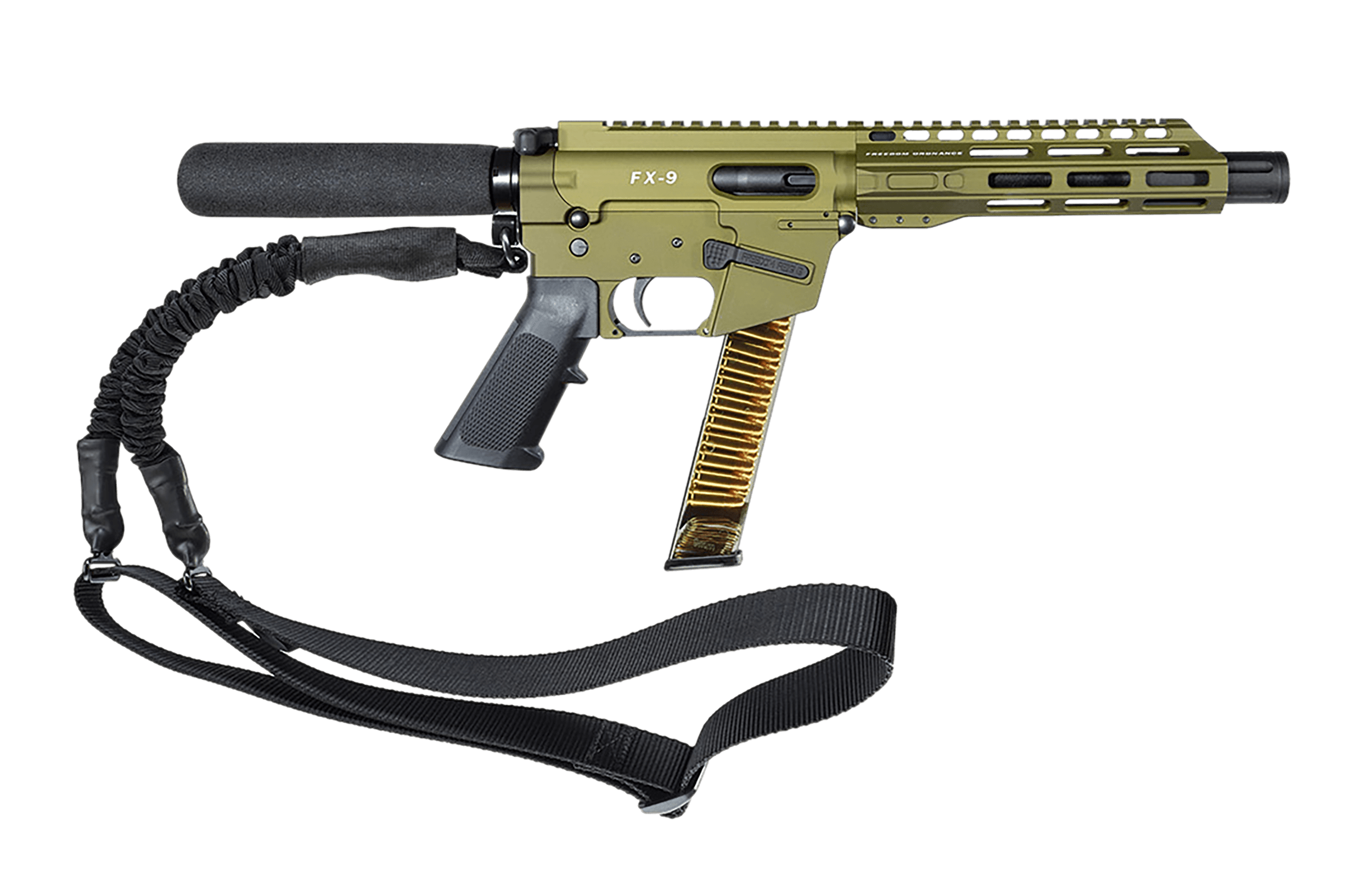 Freedom Ordance FX9P8T-ODG FX9 9mm Luger 31+1 8" Black Nitride Stainless Steel Barrel M-LOK Handguard Black Anodized Aluminum Receiver w/Picatinny Rail Black Pistol Tube AR15 Grip Right Hand Sling
