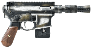 Battle Arms Development BAD-SOLO-BLASTER Solo Blaster  22 LR 10+1 5.38″ Silver Optic Ready Slide  3-Tone Battle Worn Frame  Wood Grip  Custom Muzzle Device