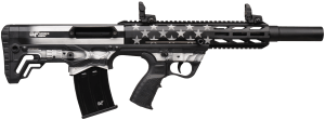 Gforce Arms GFY1USG GFY-1 USA 12 Gauge Semi-Auto 3″ 5+1 18.50″ Black Threaded Barrel  B&W American Flag Aluminum Receiver w/Picatinny Rail  B&W American Flag Bullpup Polymer Stock  Black Polymer Grip