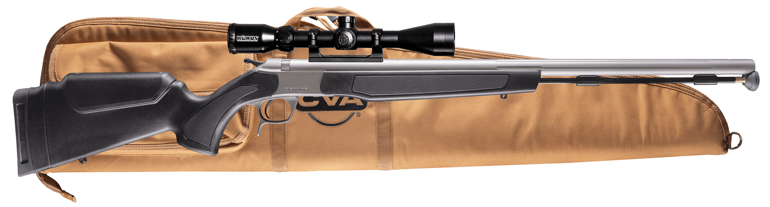 CVA PR2050SSCP Optima Scope Package 50 Cal 26″ Stainless Fluted Barrel Drilled & Tapped Stainless Steel Receiver Fixed Black Synthetic Stock Konus 3-9x40mm BDC Rifle Case Aerolite Bullets CVA PR2050SSCP Optima Scope Package 50 Cal 26″ Stainless Fluted Barrel Drilled & Tapped Stainless Steel Receiver Fixed Black Synthetic Stock Konus 3-9x40mm BDC Rifle Case Aerolite Bullets