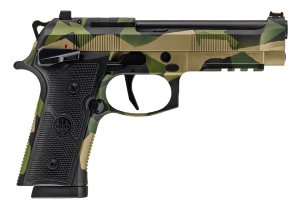 Beretta USA SPEC0741A18 92XI  Full Size Frame 9mm Luger 18+1 4.70″ Black DLC Steel Barrel  Splinter Camo Cerakote Stainless Steel Optic Ready/Serrated Slide  Splinter Camo Cerakote Aluminum Frame w/Picatinny Rail  Black Textured Grip  MRDS Footprint