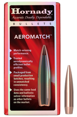Hornady 30719 Aeromatch 30Cal 175gr Hollow Point Boat Tail 100 Per Box/15 Case