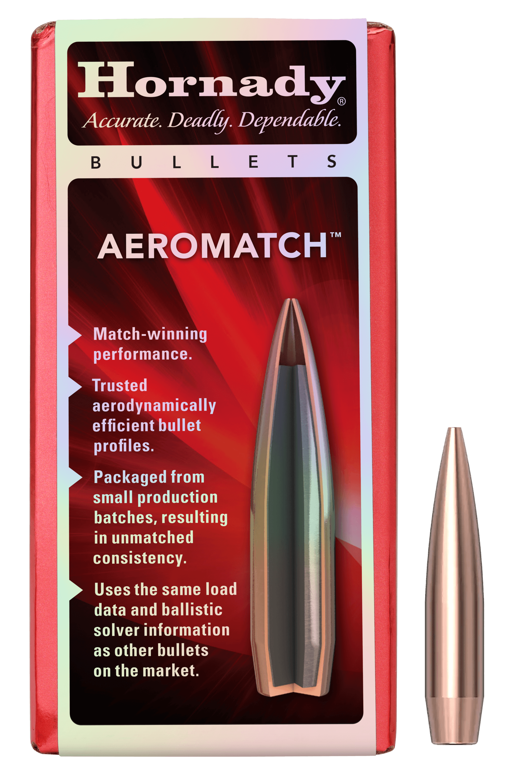 Hornady 24573 Aeromatch 6mm 105gr 100 Per Box/25 Case