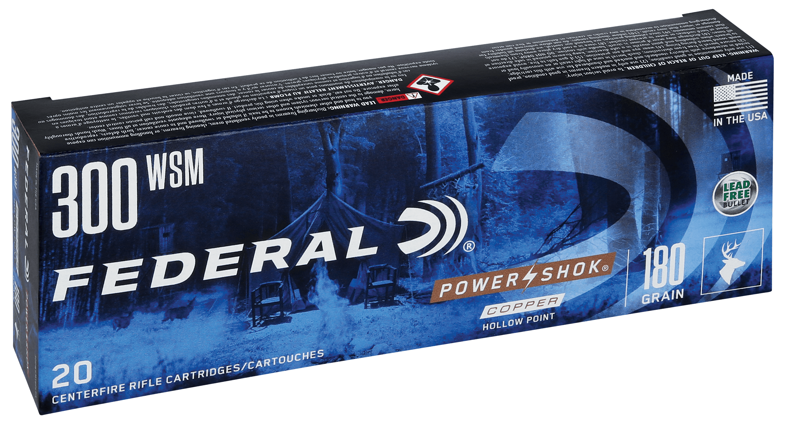 Federal 300WSM180LFA Power-Shok 300WSM 180gr Copper Hollow Point 20 Per Box/10 Case Federal 300WSM180LFA Power-Shok 300WSM 180gr Copper Hollow Point 20 Per Box/10 Case