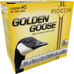 Fiocchi 1235GG2 Golden Goose  12Gauge 3.50″ 1 5/8oz 2Shot 25 Per Box/10 Case