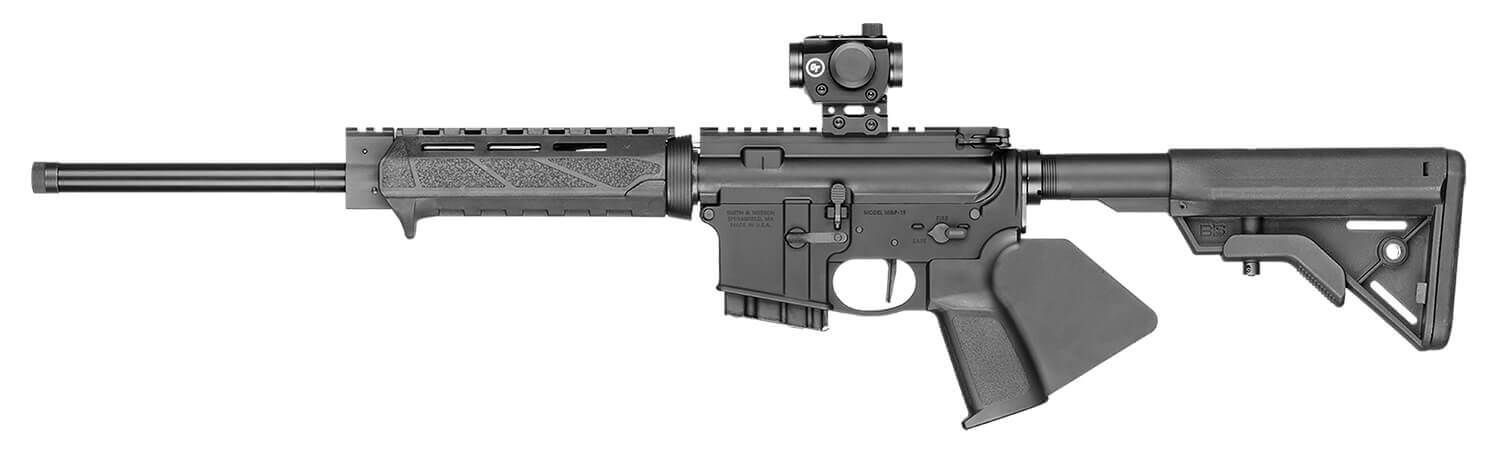 Smith & Wesson 13514 Volunteer XV *CA Compliant 5.56x45mm NATO 10+1 16" 4140 Chrome-Moly Vanadium Target Crown Threaded Barrel BCM Gunfighter Forend With M-LOK B5 Systems Fixed Bravo Stock Crimson Trace Red Dot Manual Safety On Lower - Image 2