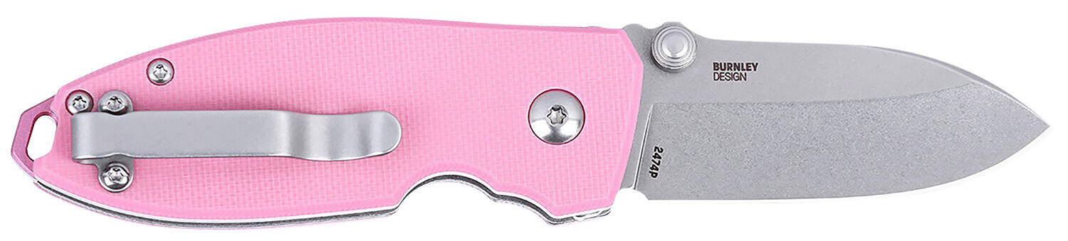 CRKT 2474P SQUID EDC 2.27" Folding Plain Stonewashed D2 Steel Blade Pink G10 Handle - Image 2